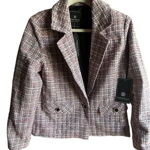 Bagatelle Collection Size Medium Pink/white/black Tweed Blazer with pockets